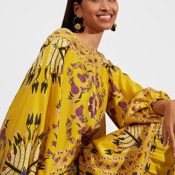 La DoubleJ Vesta Dress Melograno Giallo Placée in Silk Twill Sz S Fits M - Picture 2 of 11